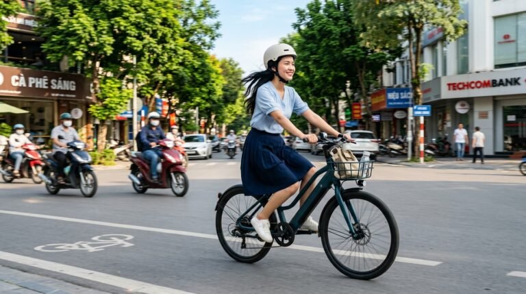 Xe điện trợ lực trên đường phố